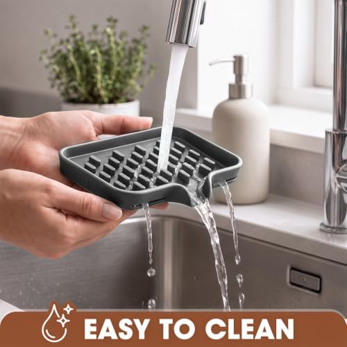 CAKETIME 2 Pack Silicone Soap Dish with Drainage Holes for Bathroom Shower Caddy Kitchen Counter Bar Sponge Holder Drying Rack Sink Organizer Essentials Apartment Home Household Must Haves 2026 - Image 4