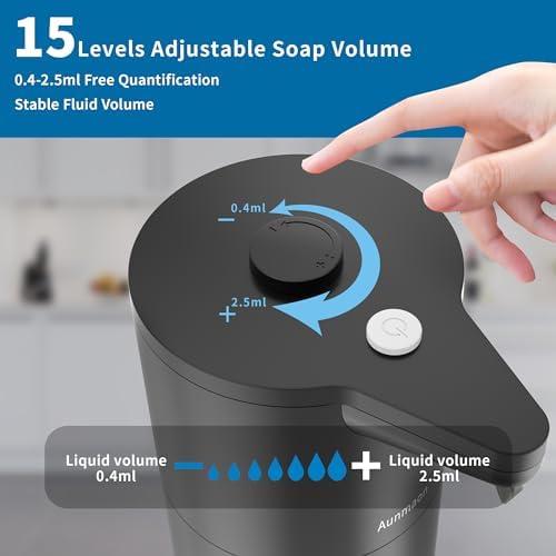 Automatic Soap Dispenser Touchless,15-Level,Kitchen Bathroom Black - Image 2
