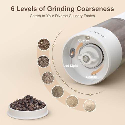 Ultrean Electric Salt and Pepper Grinder Set, Rechargeable,White - Image 3