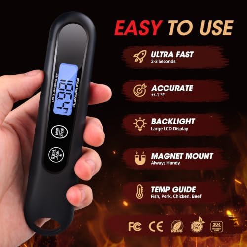 Meat Thermometer Digital – Instant Read Food Thermometer for Cooking Black - Image 2