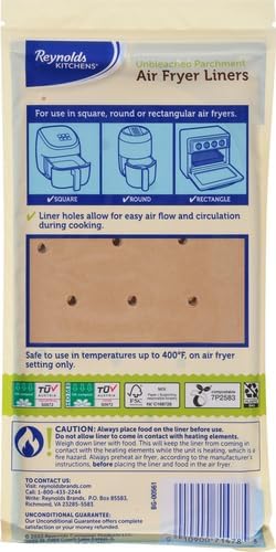 Reynolds Kitchens Air Fryer Liners Disposable, Unbleached Parchment Paper Sheets, 50 Count (Pack of 2) - Image 3