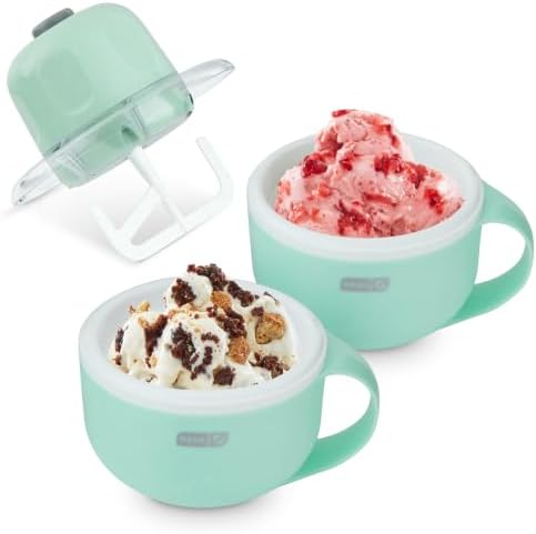 Dash My Mug Ice Cream Maker 2 Pack Bundle, Half-Pint Freezer Mugs, Aqua by Dash