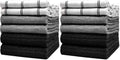 Premium Kitchen Towels (20”x 28”, 12 Pack) | Large Cotton Dish Towels | Flat & Terry Highly Absorbent Kitchen Linen Set with Hanging Loop | Black Check by BumbleTowels