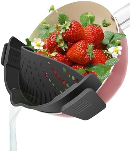 YEVIOR Clip on Strainer for Pots Pan Pasta,Silicone Food Pan Strainer by YEVIOR