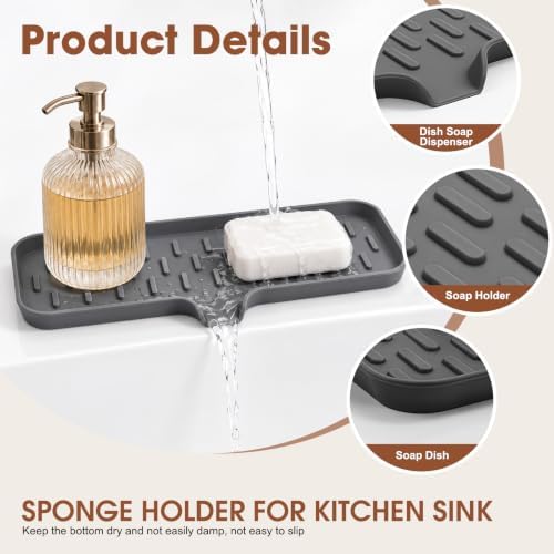 CAKETIME 2 Pack Silicone Soap Dish with Drain Spout for Bathroom Shower Caddy Kitchen Counter Bar Sponge Holder Drying Rack Sink Organizer Essentials Apartment Home Household Must Haves 2026 - Image 2