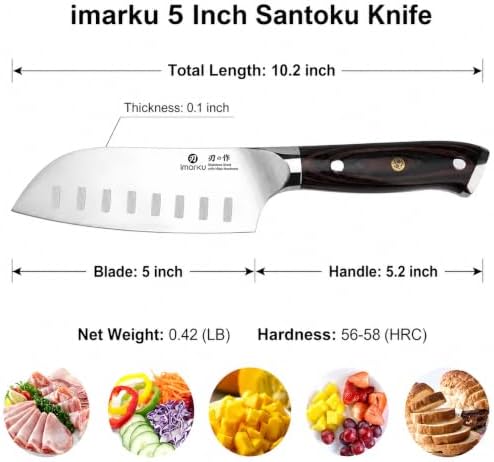 imarku Santoku Knife 5 Inch, Ultra Sharp Chef Knife with Pakkawood Handle - Image 4