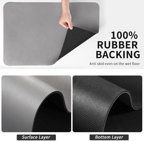 HotLive Dish Drying Mat for Kitchen Counter, Heat Resistant Drainer Mats with Non-slip Rubber Backed, Hide Stain Kitchen Super Absorbent Draining Mat, Easy to Clean Dish Rack Pad, Grey 18"x24" - Image 5