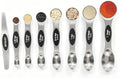 Magnetic Measuring Spoons Set with Leveler, Stackable Stainless Steel Tablespoons for Baking, Fits in Spice Jars by BIDFUL
