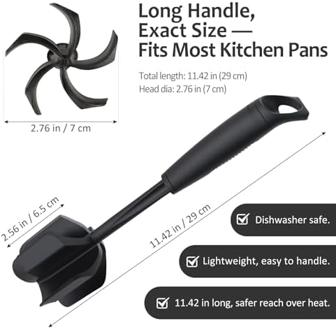 Ourokhome Meat Chopper and Potato Masher, Heat Resistant Nylon Ground Beef Smasher for Hamburger, 5 Curved Blades Nonstick Mixer & Stirrer, Practical Kitchen Gadgets, Black - Image 5