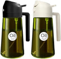 YARRAMATE 16oz/470ml 2PCS Light Blockage Dark Oil Sprayer for Cooking, 2 in 1 Olive Oil Dispenser Bottle for Kitchen, Green Glass Oil Bottle, Food-Grade Oil Mister for Air Fryer, BBQ (Black & White) by YARRAMATE