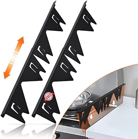 Stainless Steel Stove Gap Covers,Stove Gap Filler, Range Trim Kit, Stove Gap Guards, Heat Resistant and Easy to Clean, Easy retractable Length 13.8" to 27.5", Width 0.79",Black(2PCS) by ItsNio
