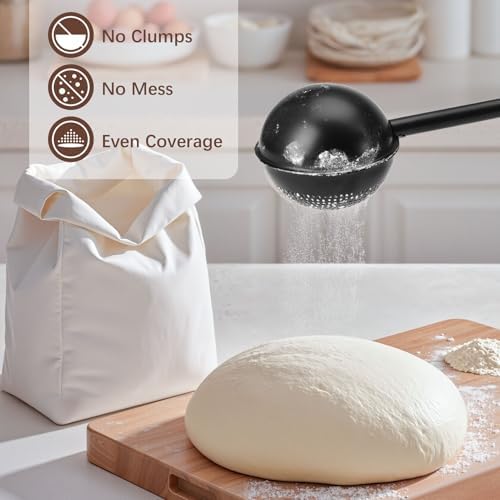 HULISEN Flour Duster, 304 Stainless Steel Flour Sifter for Baking, Black - Image 2