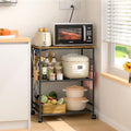 ThreeHio Rolling Kitchen Microwave Cart with Power Outlet, 3 Tier Microwave Table Stand with Storage, Kitchen Utility Cart on Wheels, Small Coffee Cart Shelf Rack Organizer for Living Room Office by ThreeHio