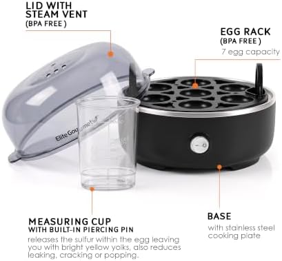 Elite Gourmet 7-Egg Electric Egg Cooker, BPA-Free, Auto Shut-Off - Image 2