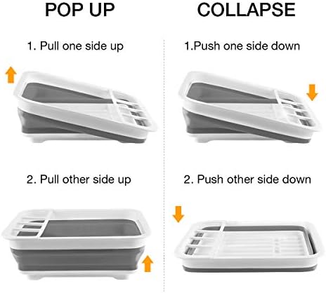 THANSTAR Collapsible Dish Drying Rack Portable Dinnerware Drainer Organizer for Kitchen RV Campers Travel Trailer Space Saving Kitchen Storage Tray - Image 6