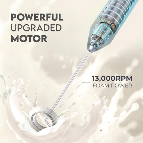 Zulay Kitchen Powerful Milk Frother AA Batteries Included – Ultra Fast Handheld Drink Mixer with Stainless Steel Whisk Stirrer for Coffee, Protein, Matcha & More, Frother Wand Electric Frothmate - Image 3
