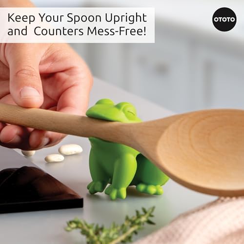 OTOTO New HopTop Frog Spoon Holder for Stove Top - Spoon Rest for Stove Top and Steam Releaser, Cute Kitchen Accessories, Cooking, Cool Gadgets, Fun Kitchen Gifts, White Elephant Gifts - Image 3
