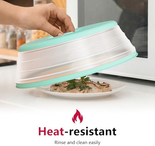 WVM Microwave Splatter Cover Vented for Food with Hook Hole, Splatter Guard & Colander Kitchen Gadget for Food, Meal Prep, Mint Green, M(11"x3.26")-Pack of 1 - Image 2