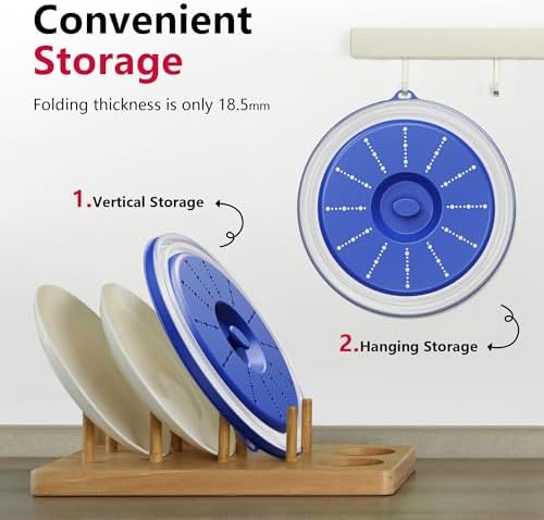 WVM Microwave Splatter Cover Vented for Food with Hook Hole, Splatter Guard & Colander Kitchen Gadget for Food, Meal Prep, Blue, M(11"x3.26")-Pack of 1 - Image 4