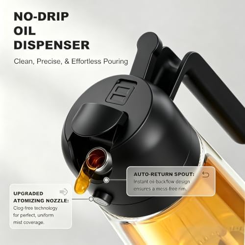 Pure Future 2-in-1 Olive Oil Sprayer for Cooking, Dispenser Bottle (Black) - Image 3