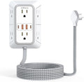 Power Strip Extension Cord - 6 Outlets and 4 USB (2 USB C), 5FT Braided Cord with Ultra Thin Flat Plug, 3 Side Outlet Extender with Overload Protection, Travel, Cruise Ship, Dorm Room Essentials-ETL by JcBlaon