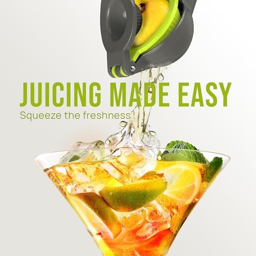 Zulay Kitchen Metal 2-in-1 Lemon Squeezer - Sturdy Max Extraction Hand Juicer Lemon Squeezer Gets Every Last Drop - Easy to Clean Manual Citrus Juicer - Easy-Use Lemon Juicer Squeezer - Gray/Lime - Image 3