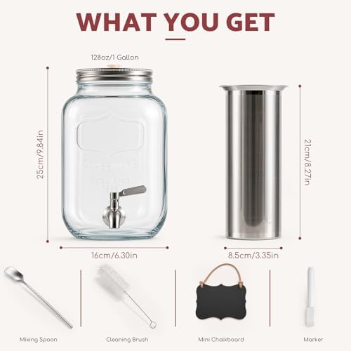 JunVpic Cold Brew Coffee Maker, 128 oz/1 Gallon Glass Pitcher - Image 6