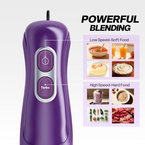 Turelar Immersion Blender Corded 400W, 2 Speed, Emulsifier, Blend, BPA-Free - Image 2
