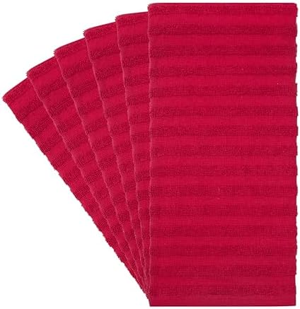 Premium Kitchen Towels 6 Pack 100% Cotton, 20"x28" - Red Solid - Image 4
