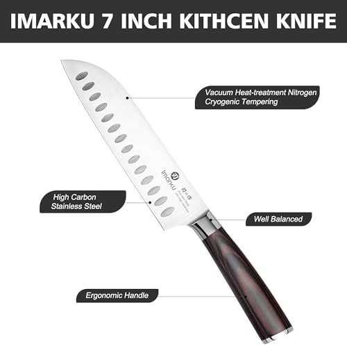 imarku Santoku Knife 7 Inch with Sharp Japanese High Carbon Stainless Steel - Image 3