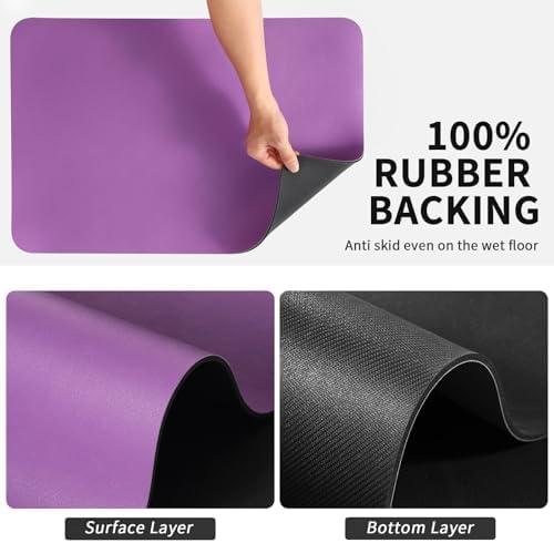 HotLive Dish Drying Mat for Kitchen Counter, Heat Resistant Drainer Mats with Non-slip Rubber Backed, Hide Stain Kitchen Super Absorbent Draining Mat, Easy to Clean Dish Rack Pad, Purple 18"x32" - Image 5
