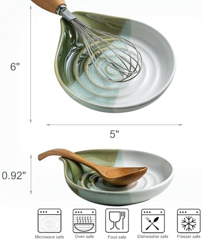 Ceramic Spoon Rest for Kitchen Counter, Large Spoon Holder Nonstick - Image 4