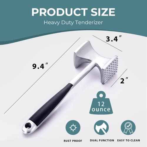 KITEXPERT Meat Tenderizer Hammer with Comfortable-Grip Handle, Dual-side Mallet for Kitchen, Heavy Duty Pounder For Tenderizing Steak, Beef and Fish - Image 6