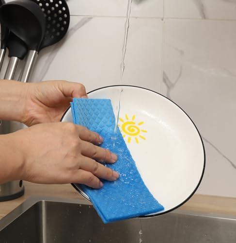 MoLKENE Swedish Dishcloths for Kitchen, 6 Pack Reusable Paper Towels, Blue - Image 4