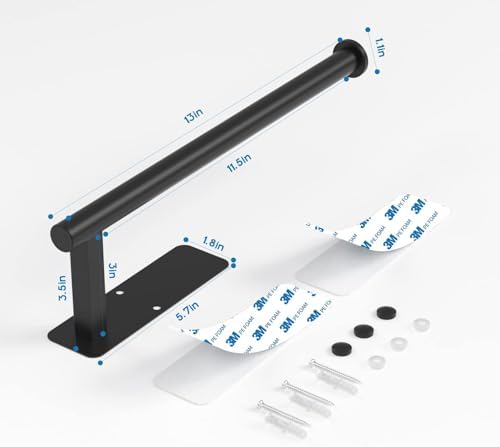 ASTOFLI Paper Towel Holder Under Cabinet No Drilling, Self Adhesive Paper Towel Holder Wall Mount for Kitchen Rack, Under Counter Napin Holder No Drill, RV, 304 Stainless Steel, Matte Black 2 Pack - Image 2