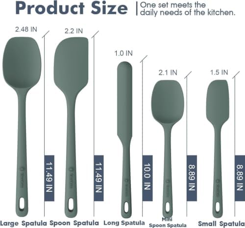 ChefAide 5 Pieces Silicone Spatulas Set, Heat Resistant Rubber Spatula - Image 2