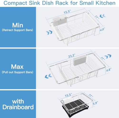 JASIWAY White Dish Drying Rack in Sink with Drainboard and Utensil Holder - Image 5