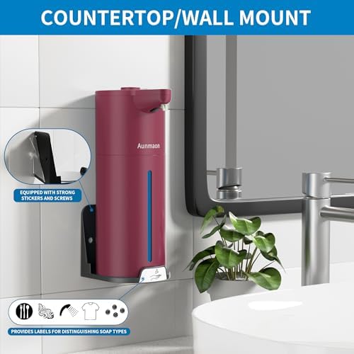 Automatic Soap Dispenser Touchless, Hands-Free, Multi Adjustable Volume, Long Battery Life, Compatible with Thick & Thin Dish/Hand Soap for Bathroom and Kitchen, Easy for Toddlers, Red - Image 4
