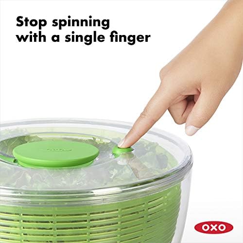 OXO Good Grips Salad Spinner, Green Lettuce & Fruit Washer, BPA-Free, Easy One-Hand Pump, Large (Pack of 4) - Image 3