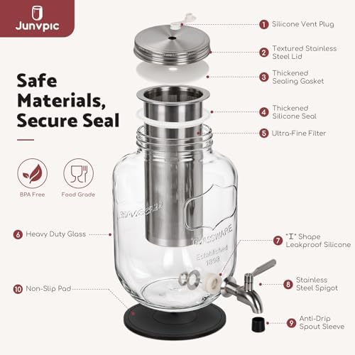 JunVpic Cold Brew Coffee Maker, 128 oz/1 Gallon Glass Pitcher - Image 4