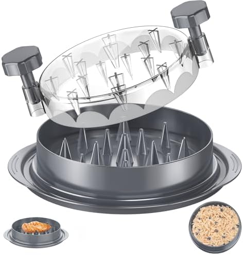 SoulLife Chicken Shredder 8 Inches, Chicken Breast Shredder, Meat Shredder, Chicken Shredder Tool Twist, Clear Lid, Ergonomic Handle, Strong Anti-slip, Easy To Clean, BPA free, Dishwasher safe (Grey) by SoulLife