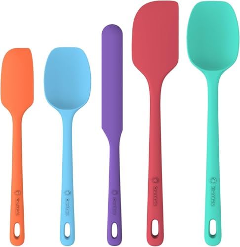 ChefAide 5 Pieces Silicone Spatulas Set, Heat Resistant Rubber Spatula by ChefAide