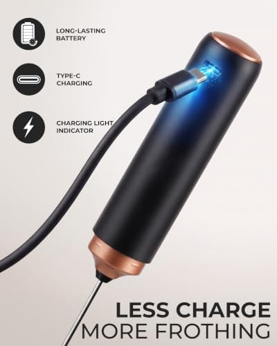 Zulay Kitchen Rechargeable Milk Frother Handheld - Triple Coil Whisk, Electric Coffee Frother, Portable Hand Frother Wand, Drink Mixer for Matcha, Lattes & Cappuccinos, Kitchen Gifts - Black Copper - Image 5
