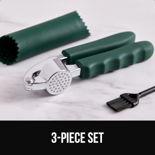 GORILLA GRIP Garlic Press and Peeler Set, Heavy Duty Mincer, Hunter Green - Image 6