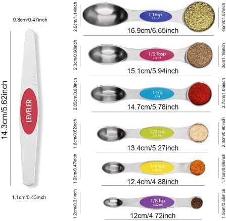 Multicolor Magnetic Measuring Spoons Set with Leveler - Image 2