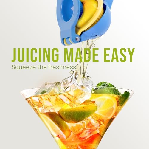 Zulay Kitchen Metal 2-in-1 Lemon Squeezer - Sturdy Max Extraction Hand Juicer Lemon Squeezer Gets Every Last Drop - Easy to Clean Manual Citrus Juicer - Easy-Use Lemon Juicer Squeezer - Blue/Yellow - Image 3