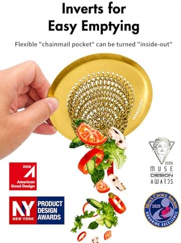 Kitchen Sink Drain Strainer,Patented Reversible Chain Mesh Basket, Gold - Image 2