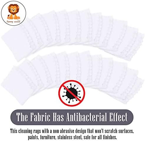 Sunny zzzZZ 24 Pack Kitchen Dishcloths - Does Not Shed Fluff - Reusable Dish Towels, Dish Cloths, Super Absorbent Coral Fleece Cleaning Cloths, Nonstick Oil Washable Fast Drying, 10 x 10 Inch (White) - Image 3