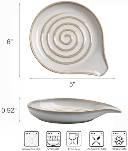 Ceramic Spoon Rest for Stove Top, Large Spoon Holder for Kitchen Counter, Heat-Resistant & Easy to Clean, Non-Stick Spatula Holder for Cooking, Coffee Spoon, Kitchen Decor, White - Image 3