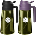 YARRAMATE 2Pcs 16oz/470ml Dark Green Oil Sprayer for Cooking with Stickers, Food-grade Premium 2 in 1 Olive Oil Dispenser Bottle for Kitchen Gadgets, Air Fryer, Salad, Frying, BBQ (Black&Purple) by YARRAMATE